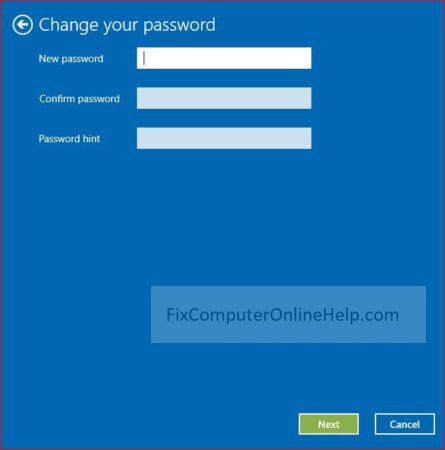 windows 10 settings - change reset your password