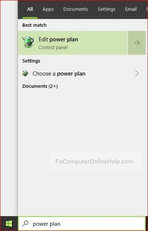 windows button - search power plan