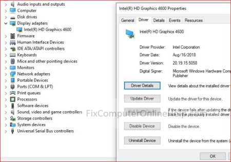 Device Manager - intel hd graphics