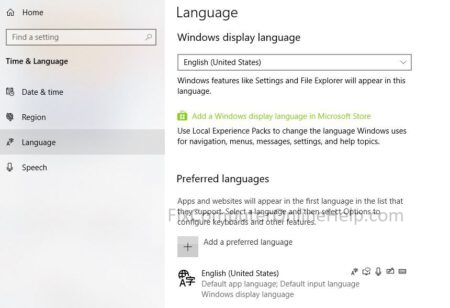 windows 10 - language - display language
