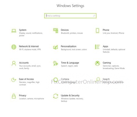 windows 10 settings page